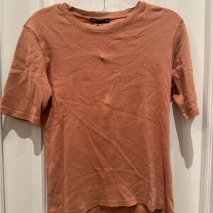 Zara Brown/Orange Basic Cotton T-Shirt | Size L